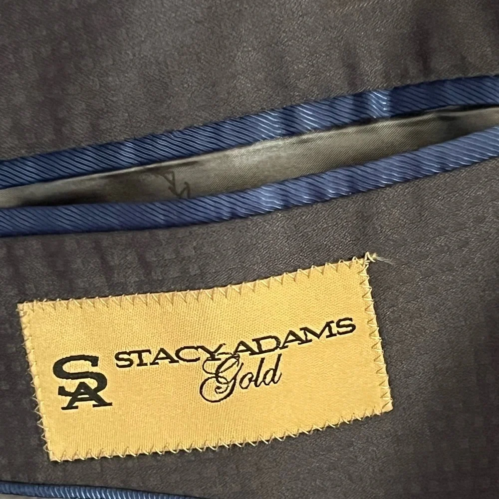 Stacy Adams Gold Mens Gray size 44L Suit Sport Coat Formal Waffle Business Party